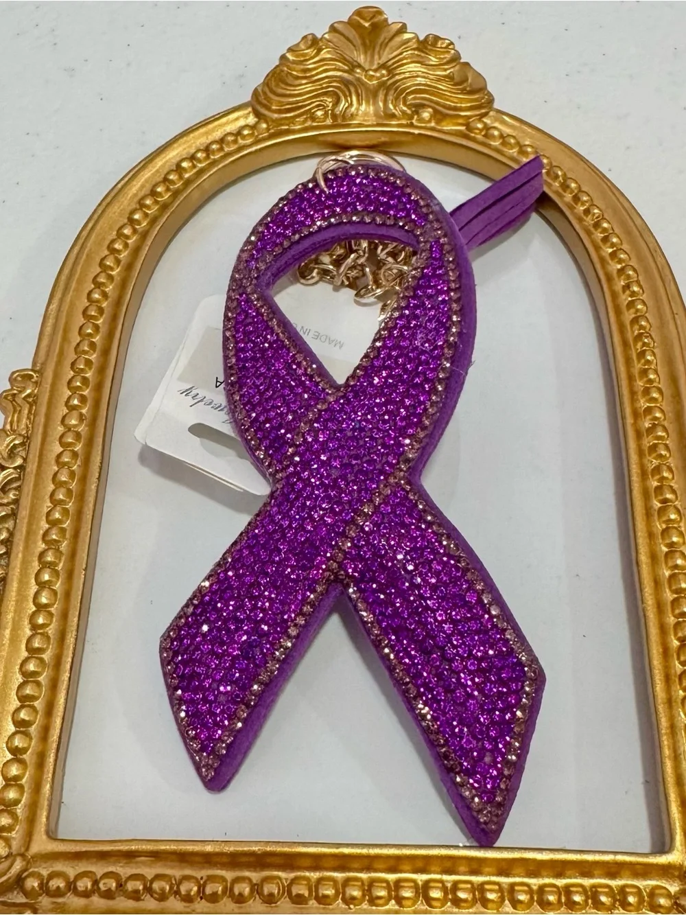 New Purple Crystal Ribbon Keychain